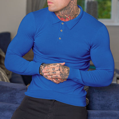 Men's Long Sleeved Polo Shirt Is Loose Breathable And Casual