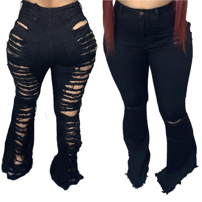 Fashion Trendy Unique Jeans Stretch Plus Size Bell-bottom Pants