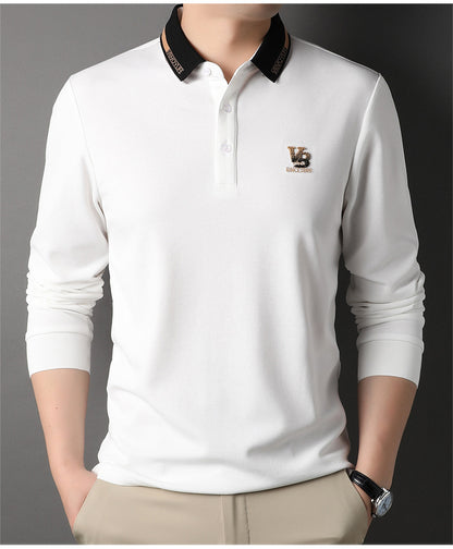 Autumn New Men's Thin Polo Shirt Casual Business Bottoming Shirt Men's T-shirt