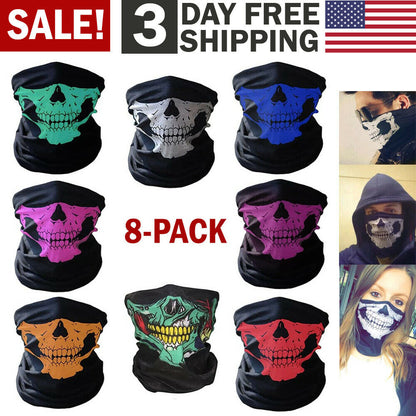 Skull Mask Half Face Bandana Skeleton Ski Motorcycle Biker Balaclava Tube Masks