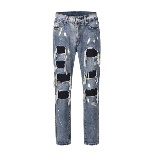 Men's Personality Big Ripped Stretch Jeans