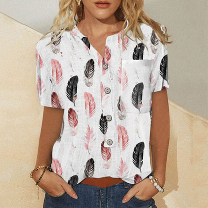 Casual Irregular Printed Loose Fitting Shirt