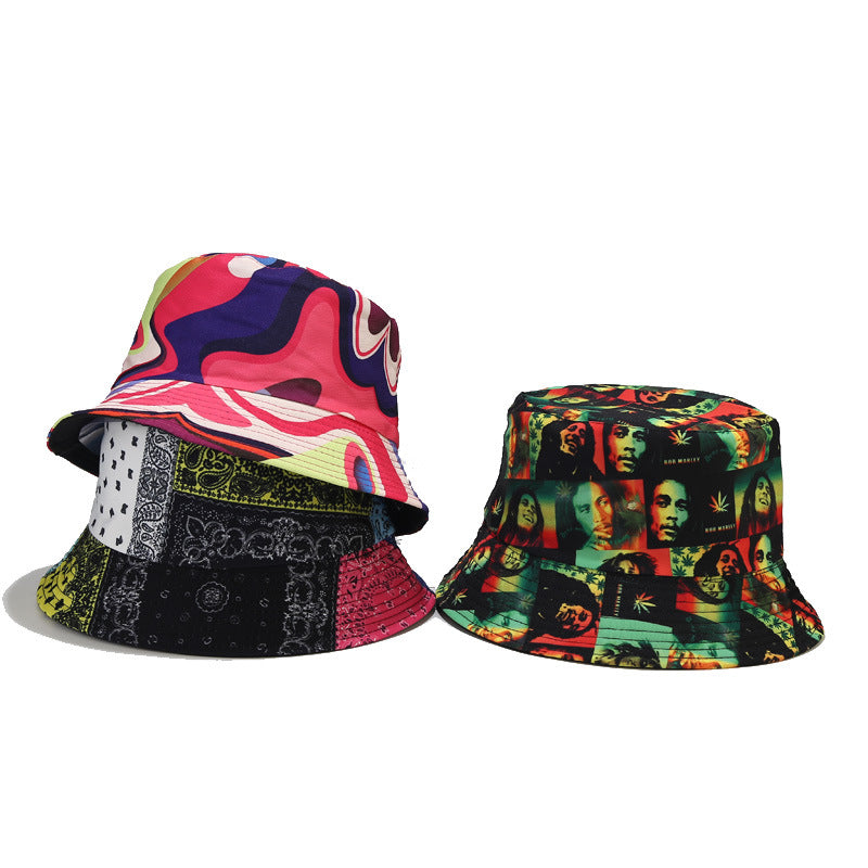 Retro Printed Bucket Hat Korean Style All-matching