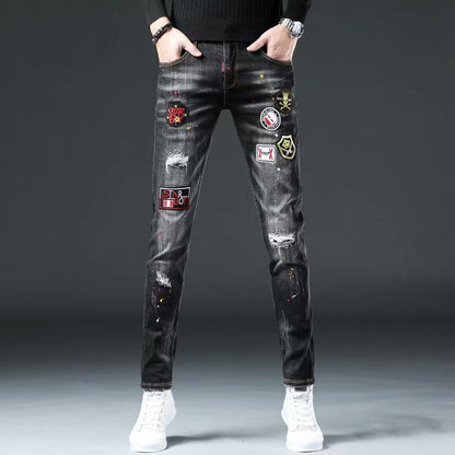 Men's Casual Easy-Matched Eagle Embroidered Jeans