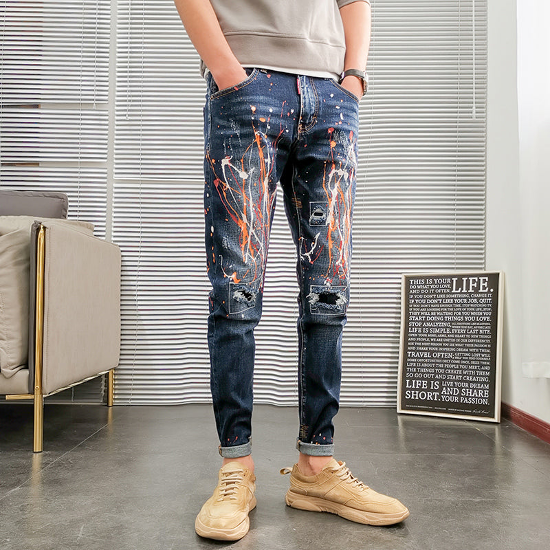 Ldle Embroidery Jeans Male Popular Logo Slim