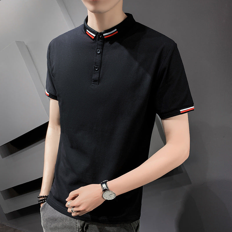 Men's Short-sleeved Polo Shirt Business Summer Korean Style Solid Color Polo Collar T-shirt