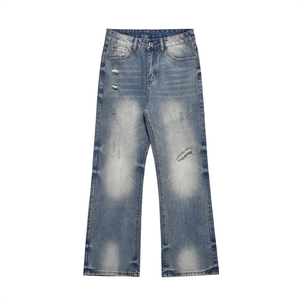 Retro Washed Straight Jeans Retro Loose Mop Wide-leg Pants