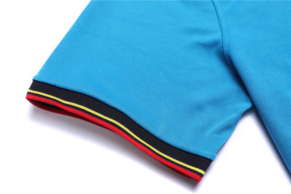 New Rainbow Striped POLO Lapel Short Sleeve Men