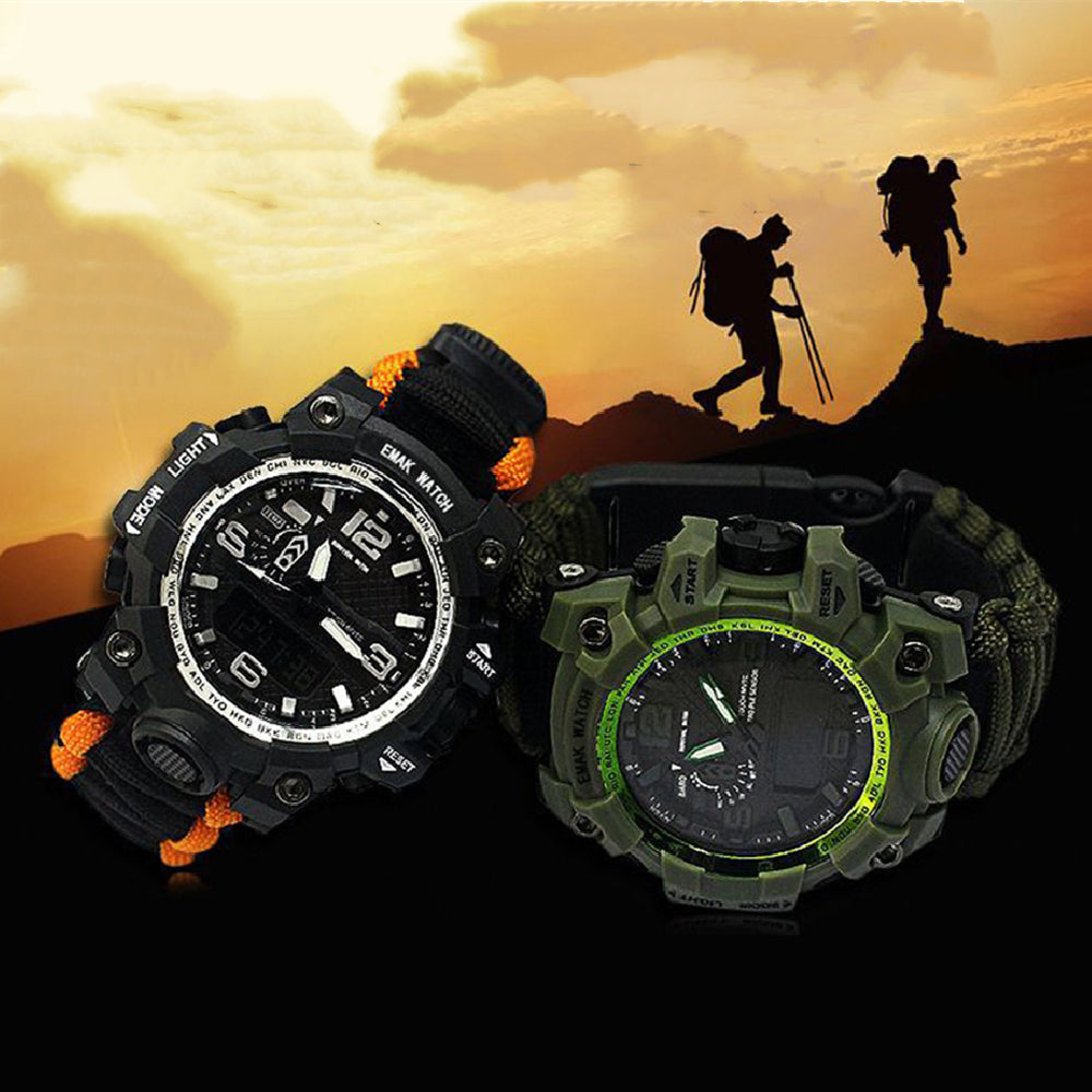 Outdoor Waterproof Multifunctional Climbing Watch Parachute Cord Woven Emergency Survival Watch