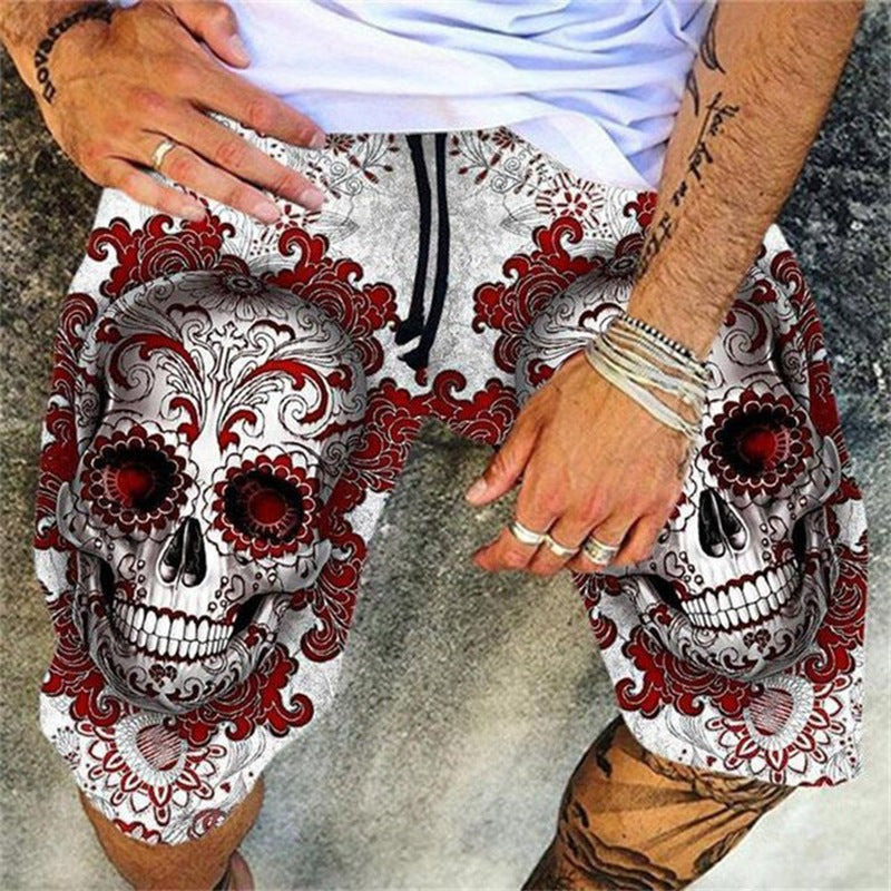 Skull Pattern Men's Casual Beach Pants