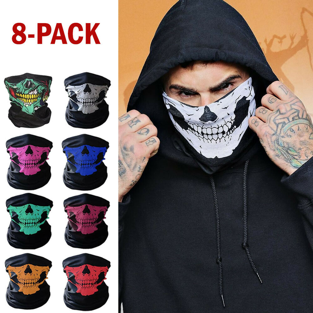 Skull Mask Half Face Bandana Skeleton Ski Motorcycle Biker Balaclava Tube Masks