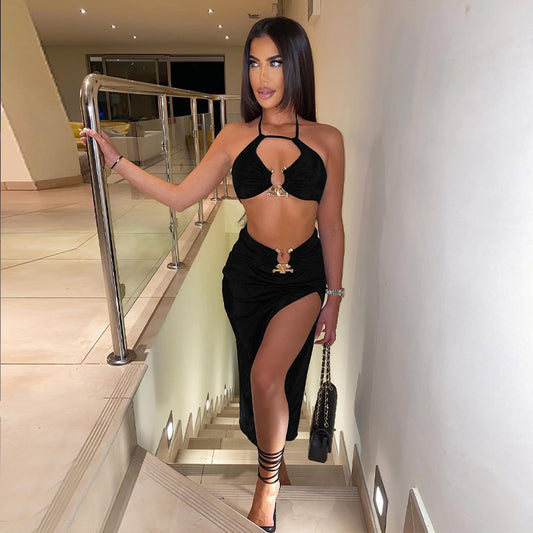 Night Club Style Bandeau Skirt Two-piece Set Fashion Suit Women