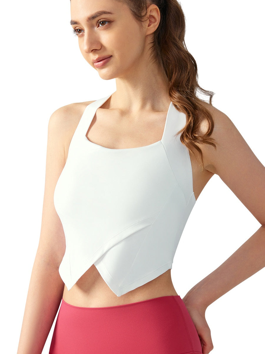 Square Collar Camisole Yoga Vest Top With Chest Pad Integrated