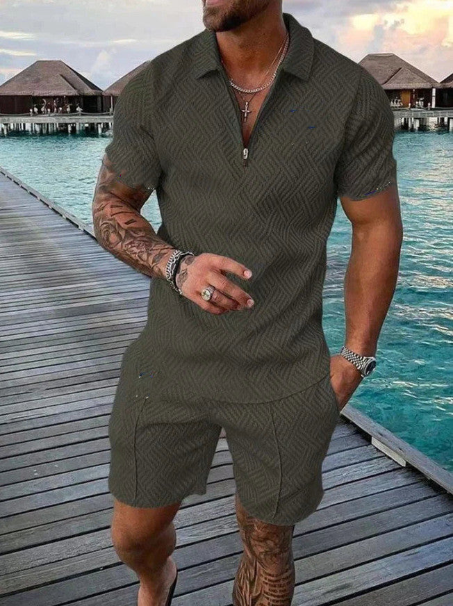 Casual Men's European And American Fashion Men's Polo Shirt Suit