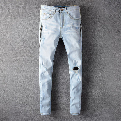 High Street Fashion Men's Jeans With Holes