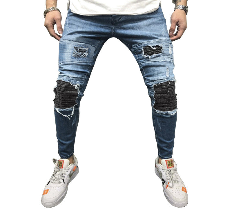 Men's ripped blue jeans