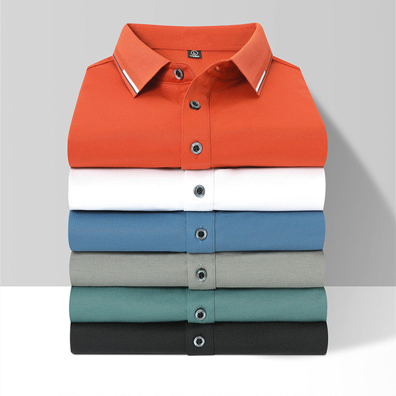 Fashion Casual Polo Collar Solid Color Short Sleeve