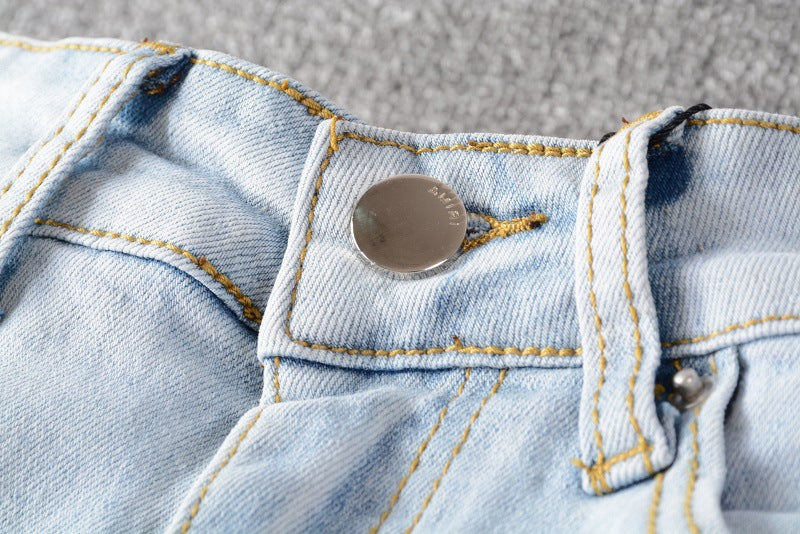 High Street Fashion Men's Jeans With Holes