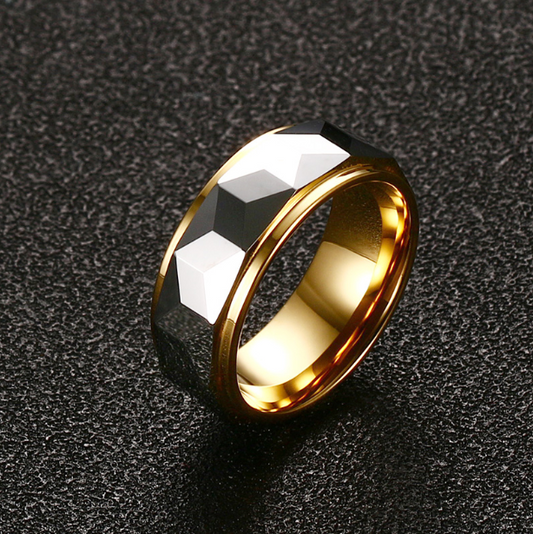 Tungsten gold ring male single index ring