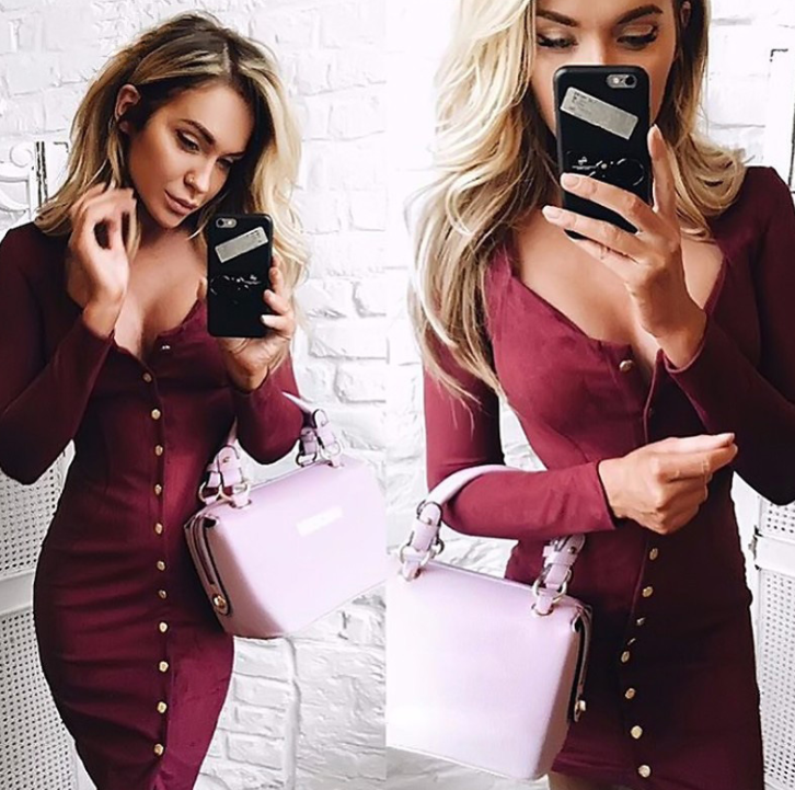 Spring Women Bodycon Slim Long Sleeve Party Cocktail Pencil Mini Dress Sexy Sheath Women Dresses