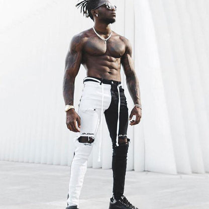 Men's Jeans Ripped Personality Fashion Stretch Slim Straight Leg Pants