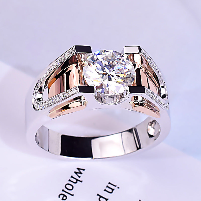 White Gold Rose Two-tone Personality Atmosphere Male Ring