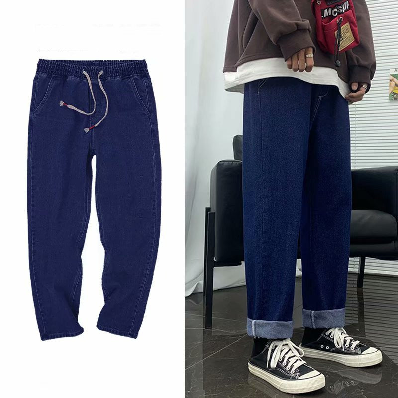 Retro Jeans Men's Straight Loose Cropped Trousers