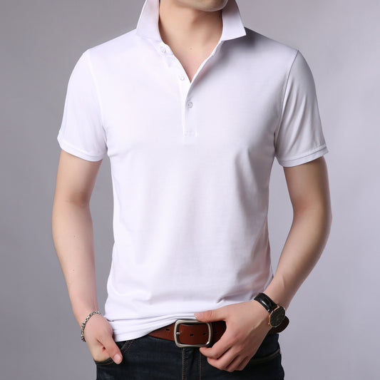 Men's Casual New Style Pure Cotton Youth Polo Shirt Pure Color Short-Sleeved Men's T-Shirt Export