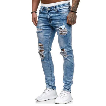 Ripped Casual Straight-leg Men's Jeans