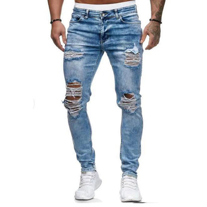 Ripped Casual Straight-leg Men's Jeans