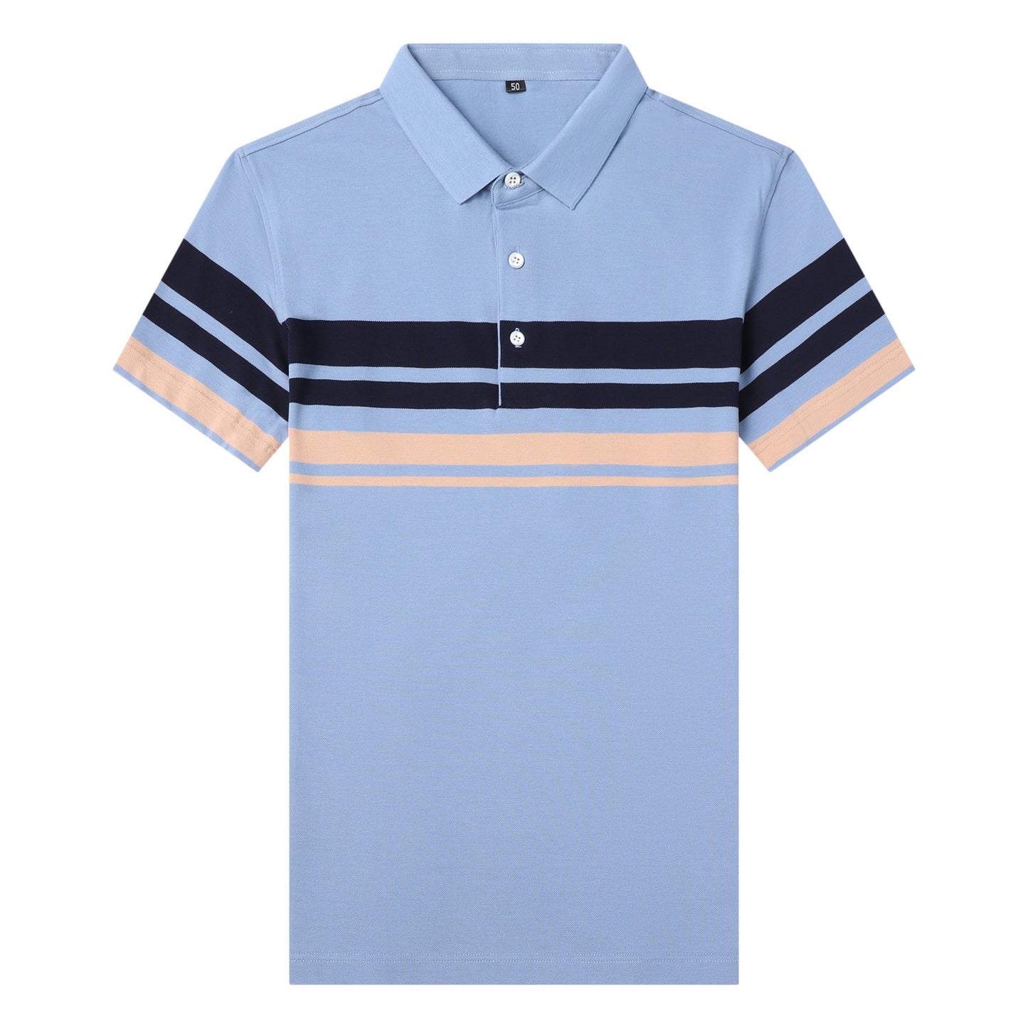 New Trendy Half Sleeved T Shirt Lapel Top Striped Loose Polo Shirt