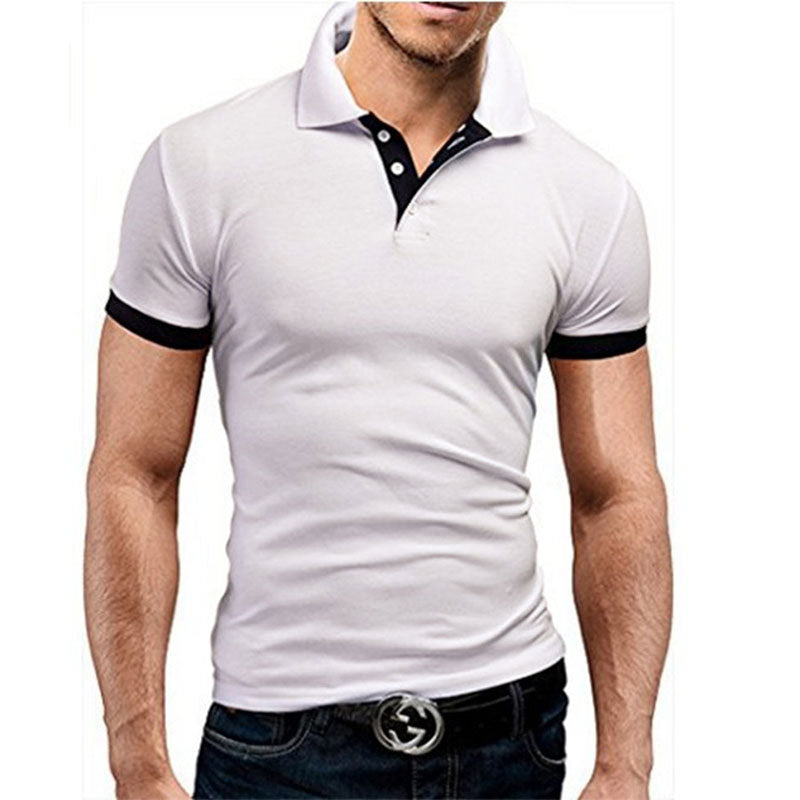 Men's Stand-Up Collar Short-Sleeved Polo Shirt Business Casual Solid Color Polo Shirt