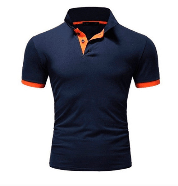 Men's Stand-Up Collar Short-Sleeved Polo Shirt Business Casual Solid Color Polo Shirt