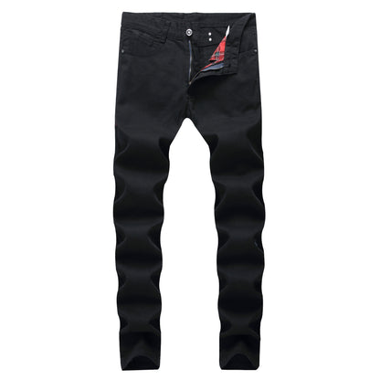 Men's jeans hot black nail small straight tube slim fitting jeans