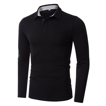 Lapel Men's Long-sleeved Polo Shirt