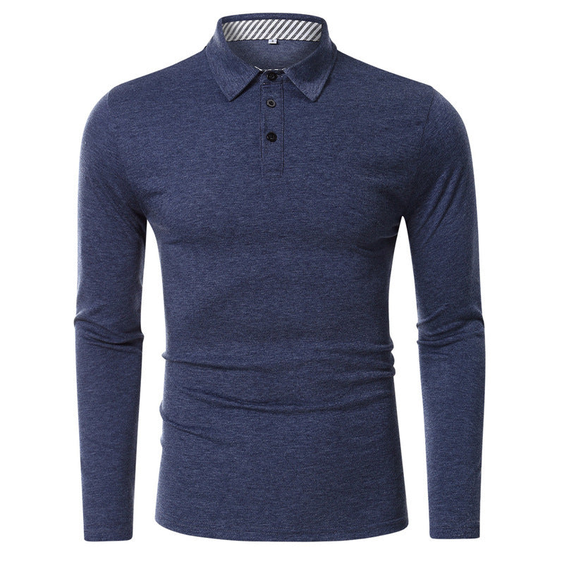 Lapel Men's Long-sleeved Polo Shirt