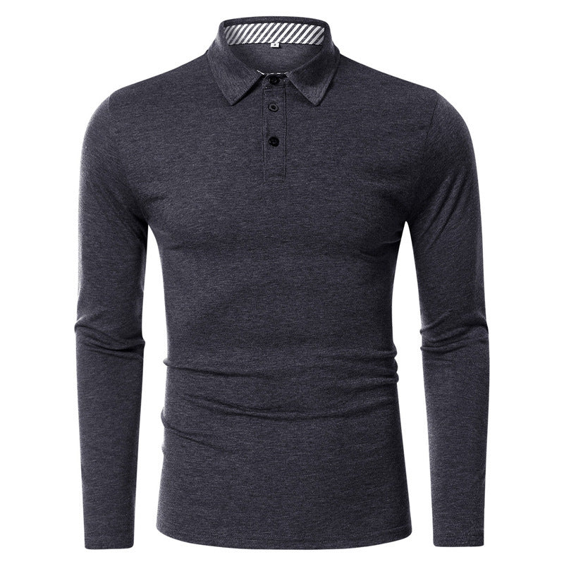 Lapel Men's Long-sleeved Polo Shirt