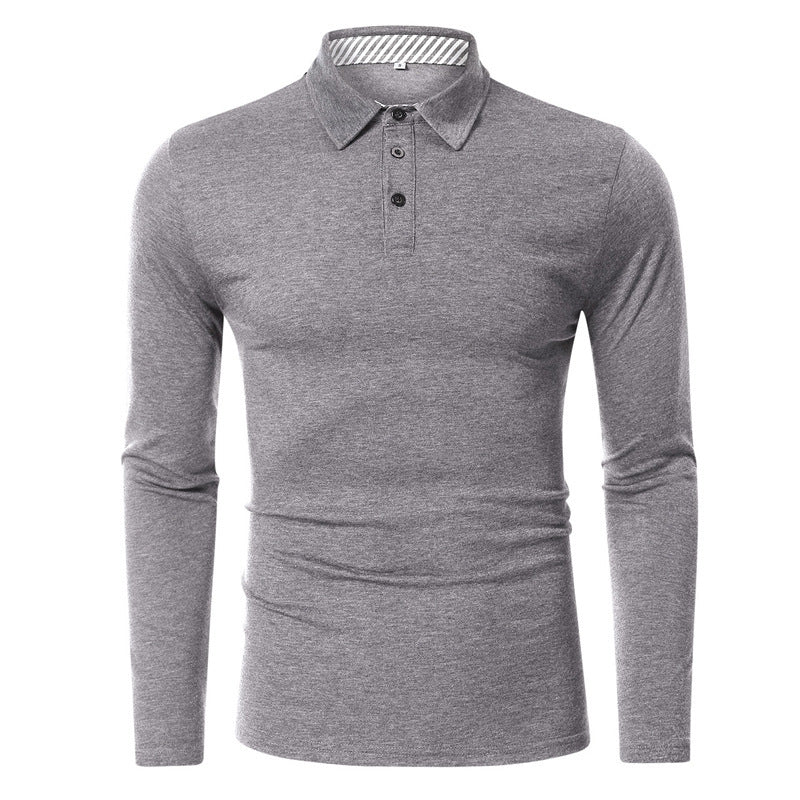 Lapel Men's Long-sleeved Polo Shirt