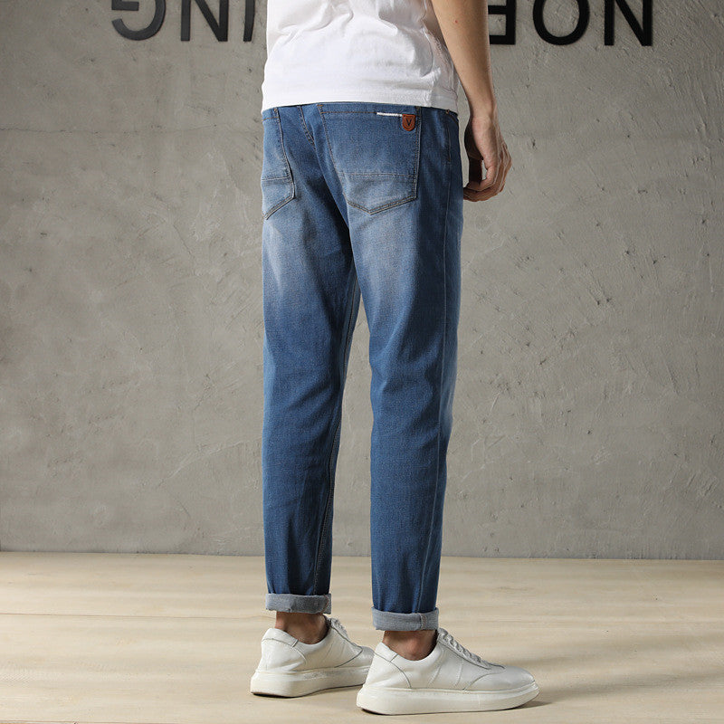 Summer Thin Light Colored Men's Jeans Loose Straight Leg Trousers