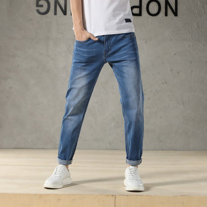 Summer Thin Light Colored Men's Jeans Loose Straight Leg Trousers