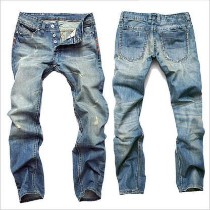 New Jeans Men's European And American Same Style Denim Trousers Small Straight Slim-fit Jeans Casual Pants