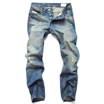 New Jeans Men's European And American Same Style Denim Trousers Small Straight Slim-fit Jeans Casual Pants