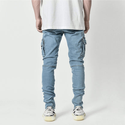 Fashionable And Simple Men's Multi-Pocket Tooling Jeans