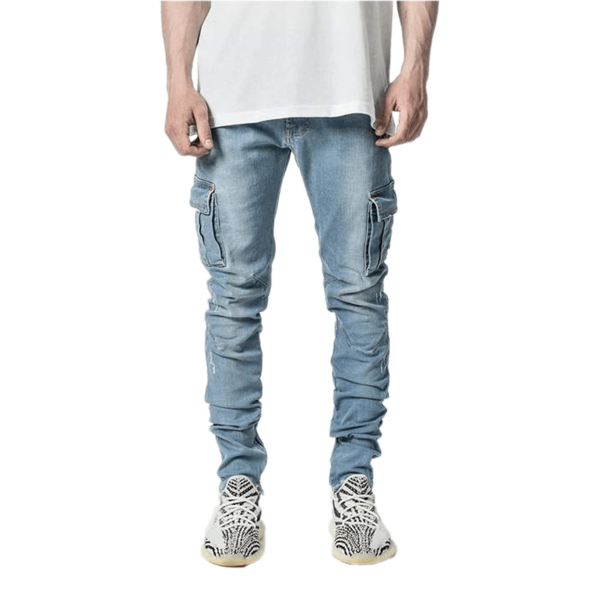 Fashionable And Simple Men's Multi-Pocket Tooling Jeans