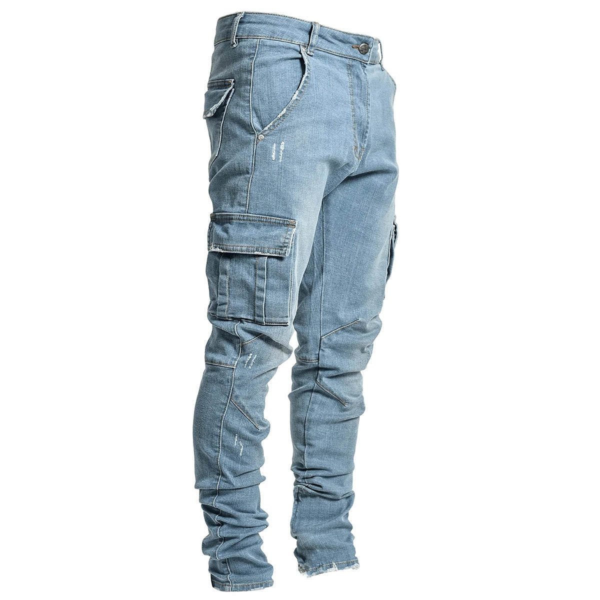 Fashionable And Simple Men's Multi-Pocket Tooling Jeans