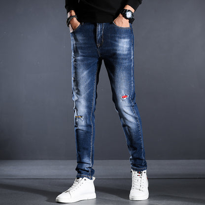 Jeans Men's Four Seasons Slim Fit Hole