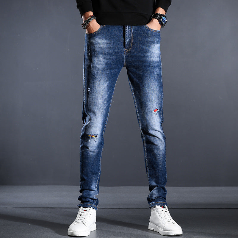 Jeans Men's Four Seasons Slim Fit Hole