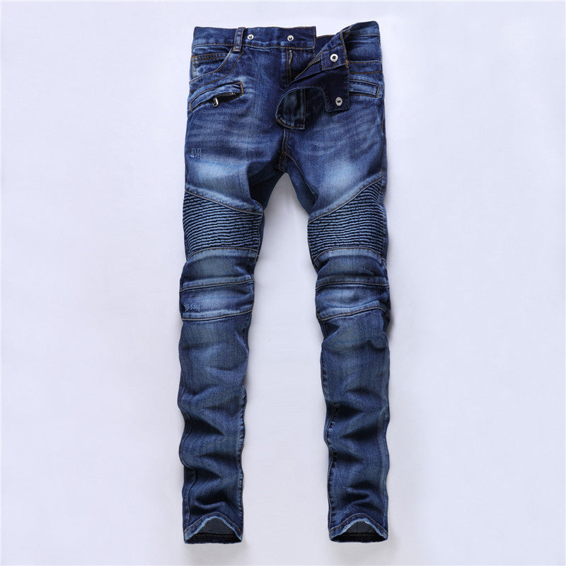 Fashionable Men's Slim Fit Straight Zip Jeans