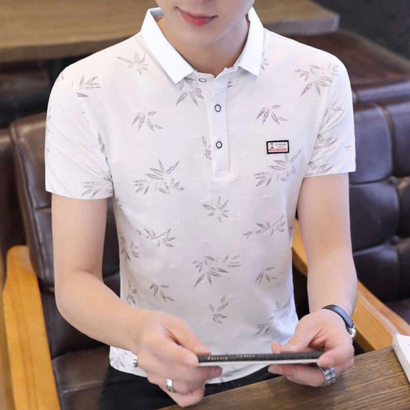 Men's Short-sleeved T-shirt Korean Style Stand-up Collar Slim Polo Shirt