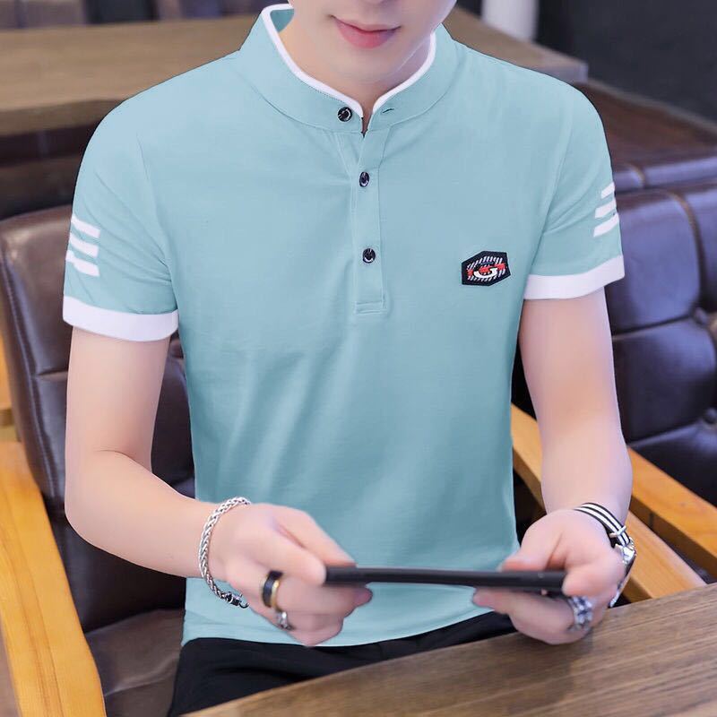 Men's Short-sleeved T-shirt Korean Style Stand-up Collar Slim Polo Shirt